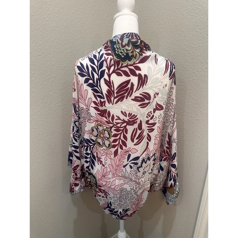 Anthropologie Cocoon Kimono Wrap Chiffon Shawl OS Floral Boho Hippie Lightweight